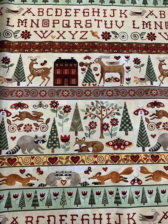 forest cotton fabric - For the Love of Nature - Pearl Forest Border Stripe - Riley Blake Cotton Fabric