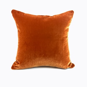 Silk Velvet Pillow Cover in PUMPKIN ORANGE Handmade