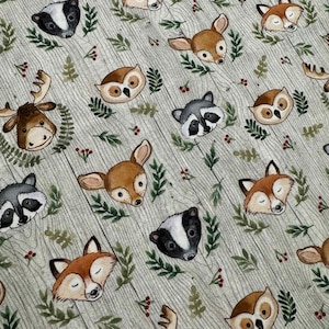 Woodland Adventures - Animal Heads Gray by Northcott Cotton Fabric
