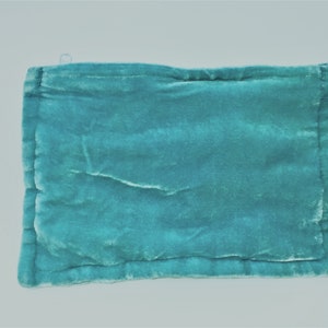 Aqua Hand Dyed Silk Velvet Zipper Pouch