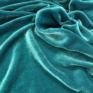 Iridescent AQUA Silk Velvet Fabric