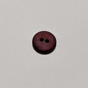 May include: A dark maroon two-hole button.