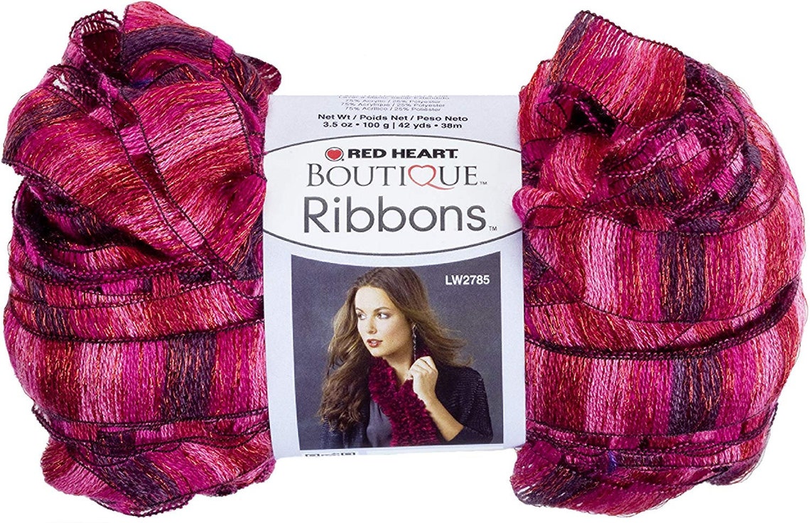 Red Heart Boutique Ribbons Yarn, Rosebud Etsy