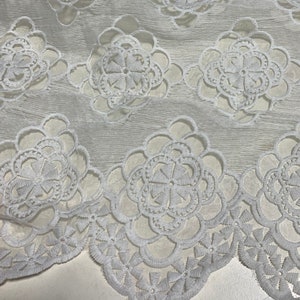 White Doily Lace Embroidered Organza Fabric