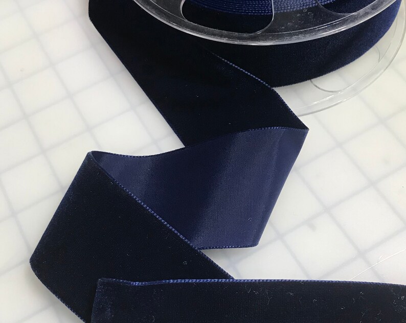 NAVY BLUE French Velvet Ribbon 2 Wide Etsy