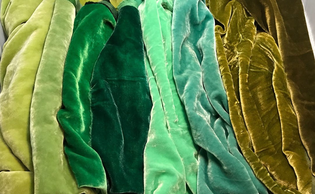 Greens Sample Set Hand Dyed Silk Velvet Fabric 1/4 Yard X 45 Each - Etsy