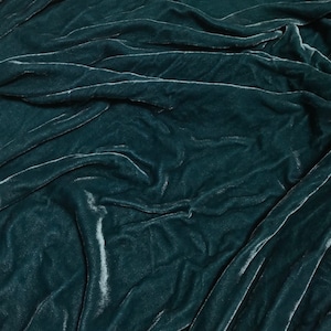 Deep TEAL BLUE GREEN Hand Dyed Silk Velvet Fabric