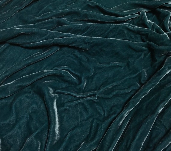 Buy Deep TEAL BLUE GREEN Hand Dyed Silk Velvet Fabric Online in India 