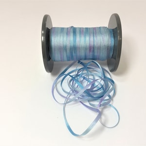 2mm Silk Ribbon Hand Dyed Sky Blue Turquoise & Lavender #13