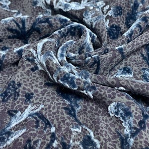 13&quot;x33&quot; Blue Floral Burnout Silk Velvet Fabric - Remnant Sale