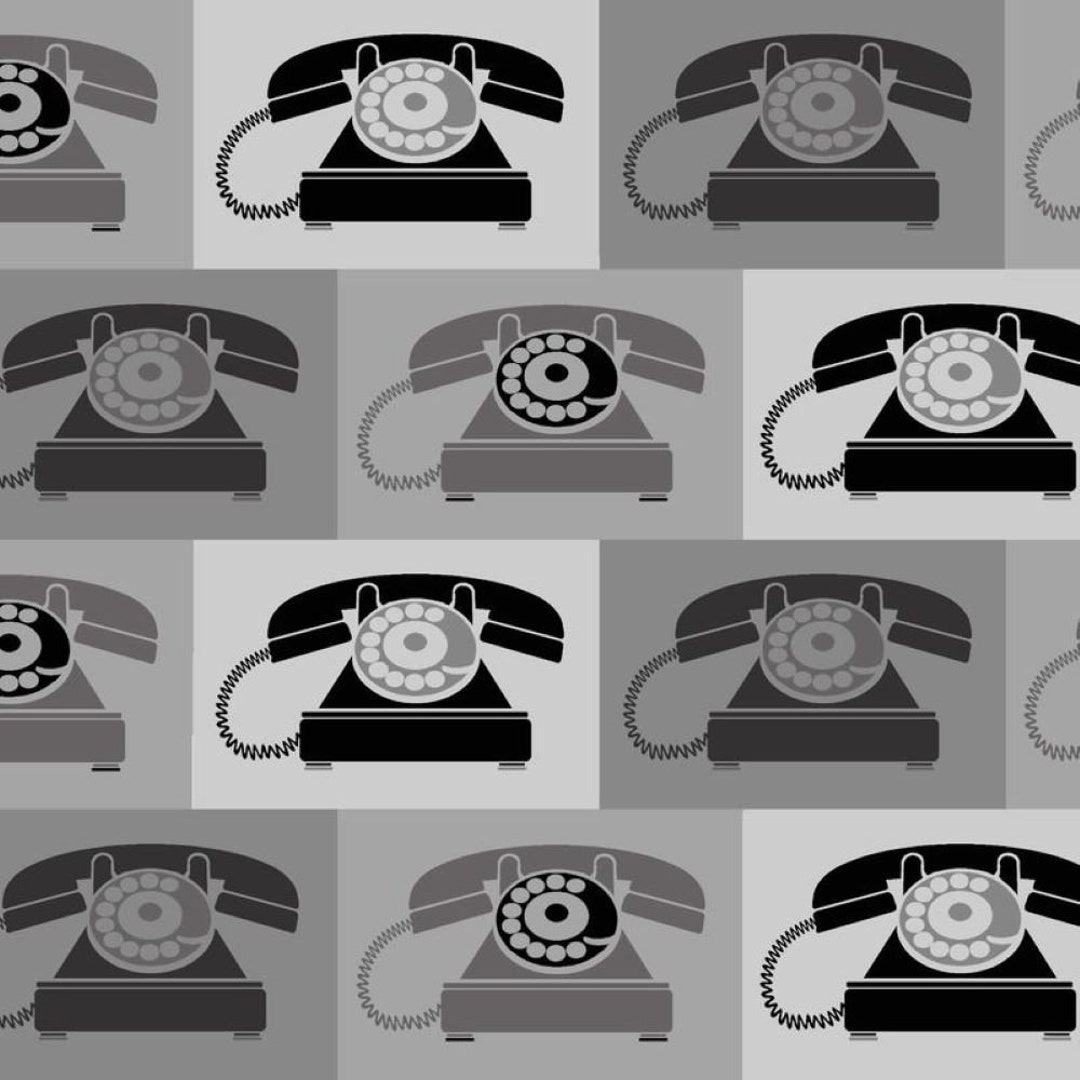 Ring Ring Vintage Telephone Grey - Paintbrush Studio Cotton Fabrics - Etsy