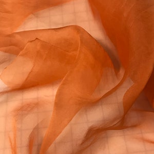 Hand Dyed PERSIMMON ORANGE - Silk Organza Fabric
