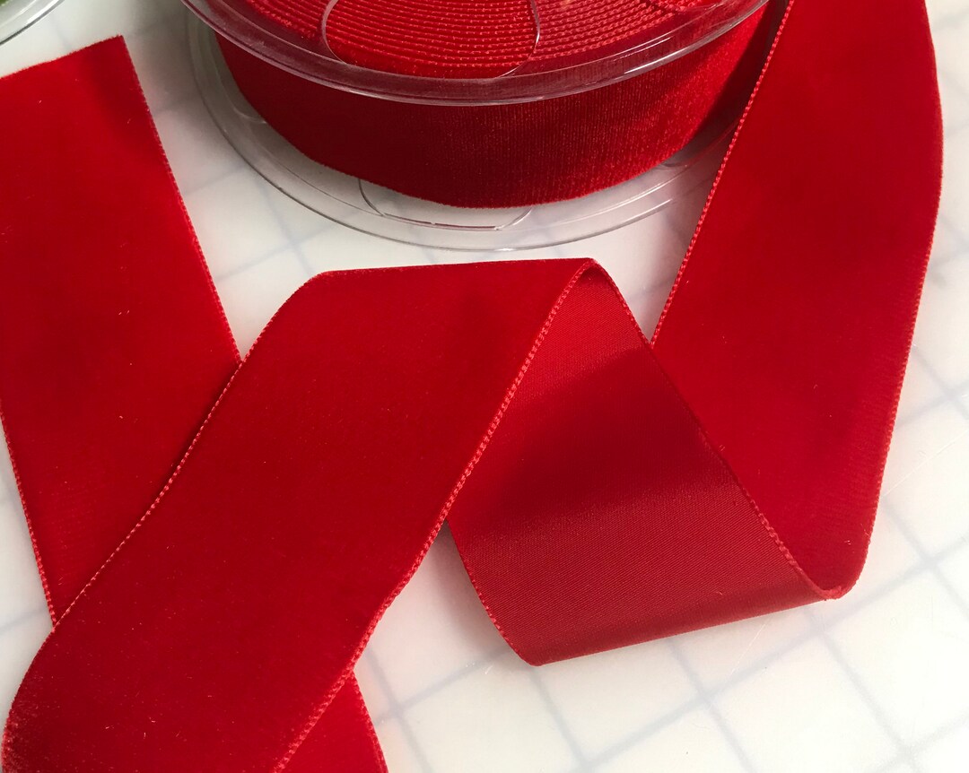 French VELVET Ribbon SCARLET RED by the Yard 2 Wide - Etsy