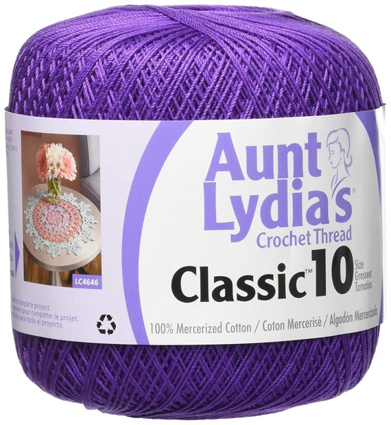 purple none - Coats Aunt Lydia's Crochet Cotton Thread Classic Size 10; Purple (154-458) 350 Yards