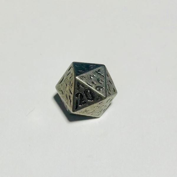 DND 20 Sided Die Dice Silver Metal Button - Dill Buttons Brand