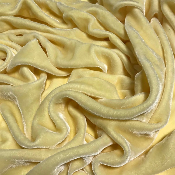 BUTTER YELLOW Hand Dyed Silk Velvet Fabric