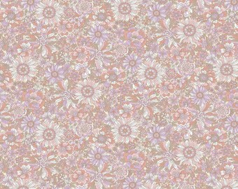 Peach & Lavender Floral - Yoihana - Cosmo Baumwollstoff Breitgewebe