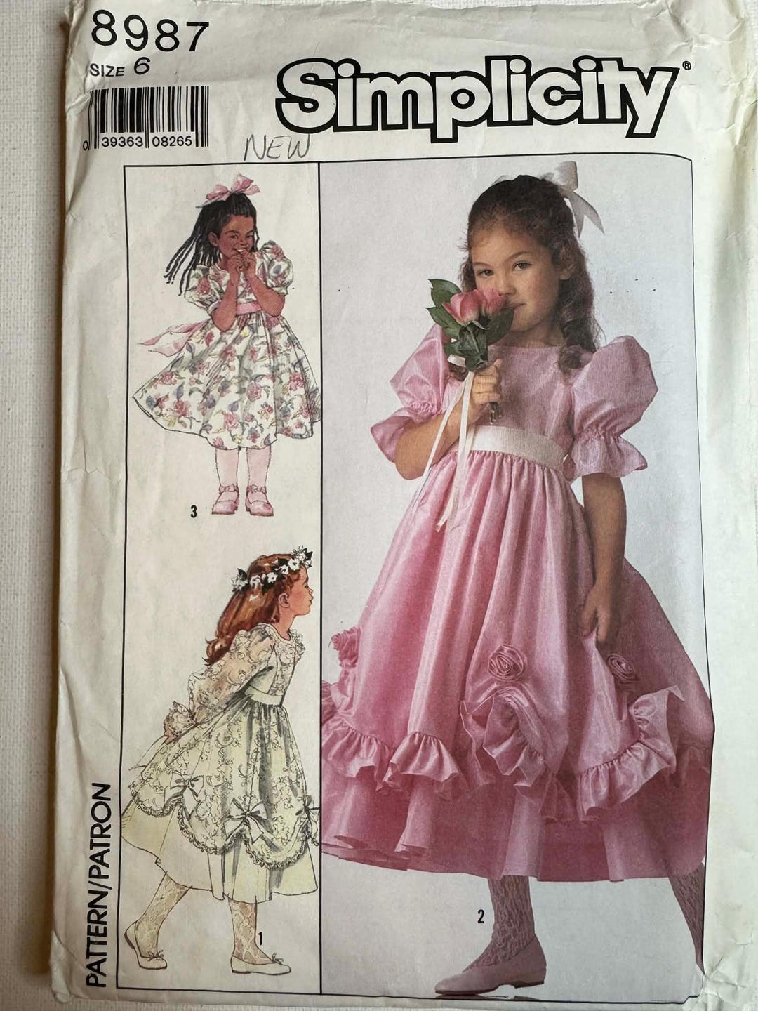 1989 Simplicity Children's Dress With Rosettes or Bows. Pattern# 8987 ...