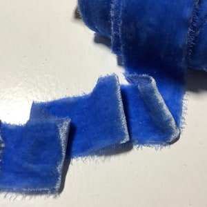 Hand Dyed Alpine Blue Silk Velvet Ribbon ( 4 Widths to choose from)