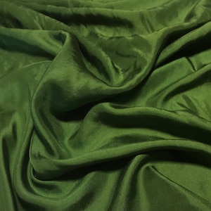 MOSS GREEN Hand Dyed Silk Twill Fabric