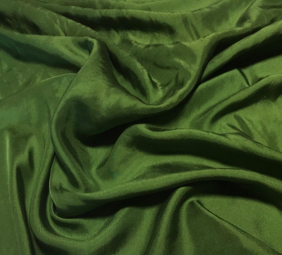 MOSS GREEN Hand Dyed Silk Twill Fabric | Etsy
