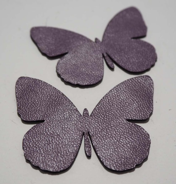 Butterfly Laser Cut Shapes 2 Pcs Hot Pink Lambskin Leather
