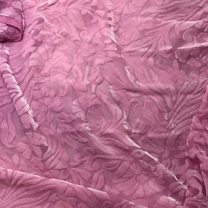LILAC Floral Burnout Hand Dyed Silk Velvet Fabric