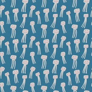Octopuses on Blue - Animal Kingdom - by Jessica Nielsen for Paintbrush Studio 100% Cotton Fabric