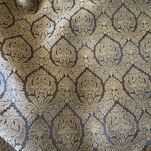 Black & Gold Damask Jacquard Fabric
