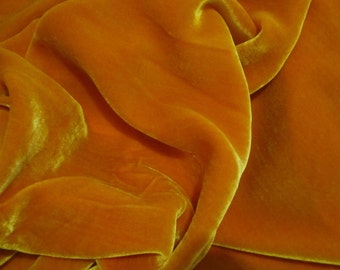 Iridescent GOLDEN ORANGE Silk Velvet Fabric