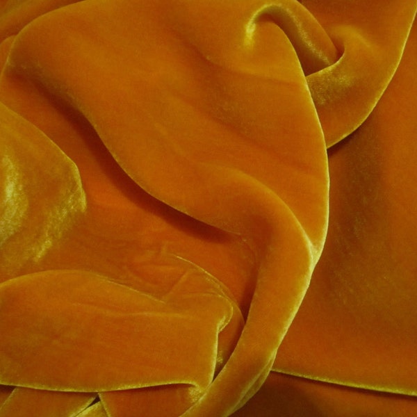 Iridescent GOLDEN ORANGE Silk Velvet Fabric