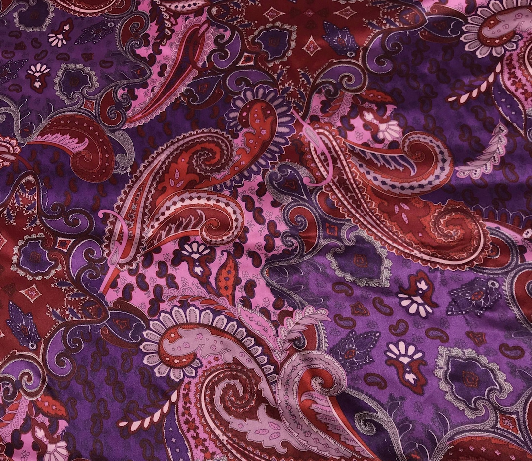 Purple Pink and Burgundy Paisley Silk Charmeuse - Etsy