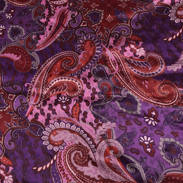 Purple Pink and Burgundy Paisley - Silk Charmeuse