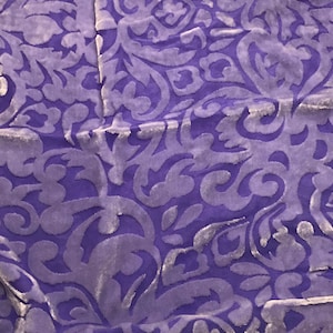 IRIS PURPLE SCROLL - Hand Dyed Burnout Silk Velvet