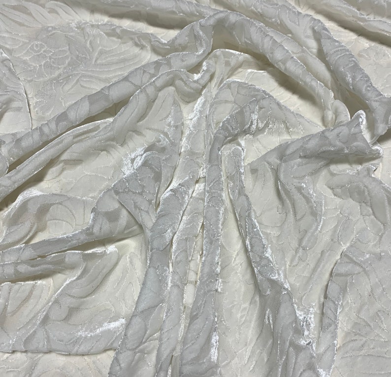 White FLORAL Burnout Silk Velvet Fabric - Etsy