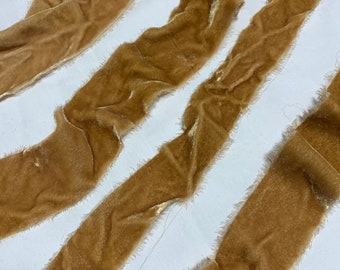 Hand Dyed GOLDEN BROWN Silk Velvet Ribbon ( 4 Widths to choose from)