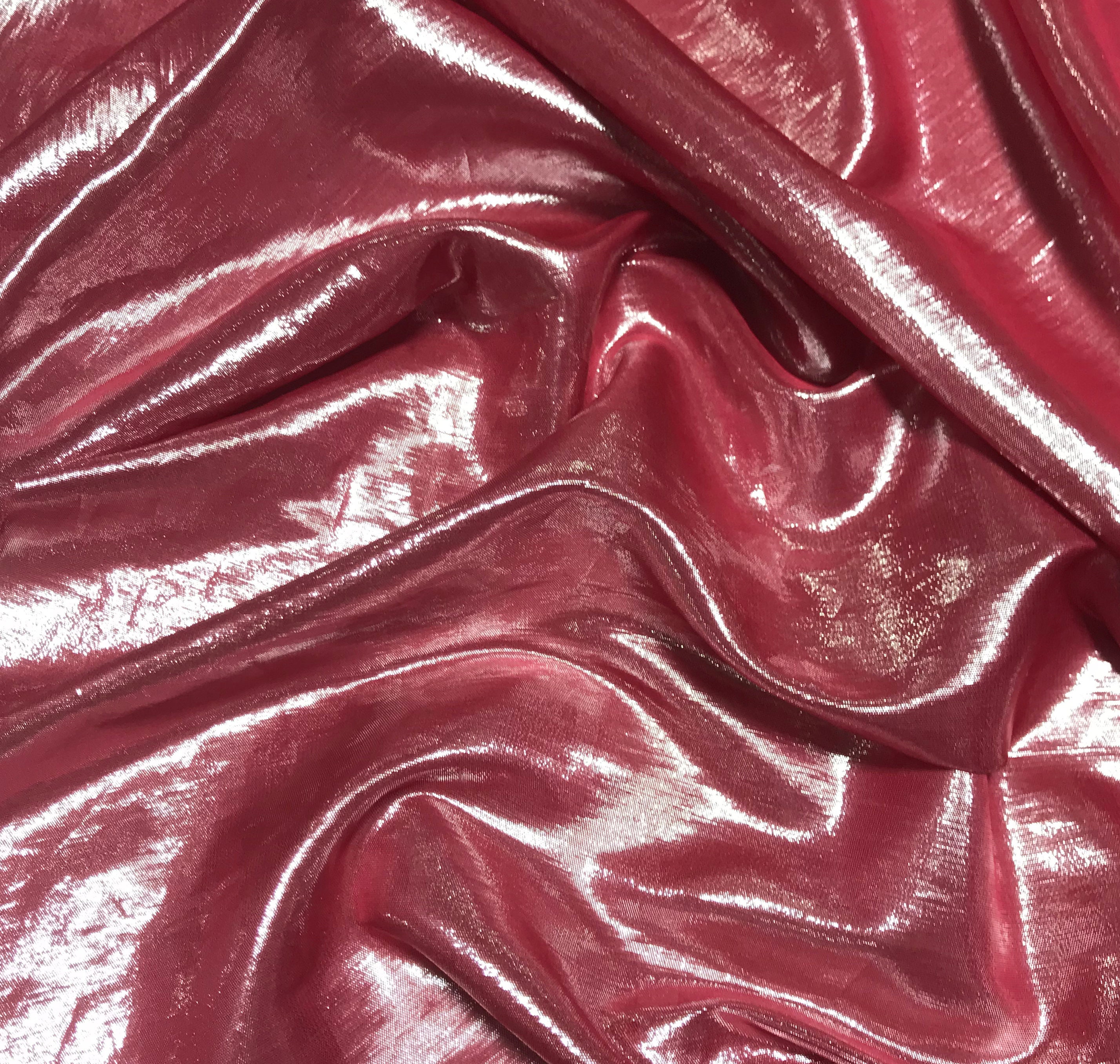 Cherry Red Hand Dyed Silver Metallic Silk Lame Fabric | Etsy