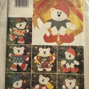Christmas Bear Ornaments Butterick 4604 Vintage Uncut Sewing Pattern One Size 1996, Holiday Decor UNCUT Sewing Pattern