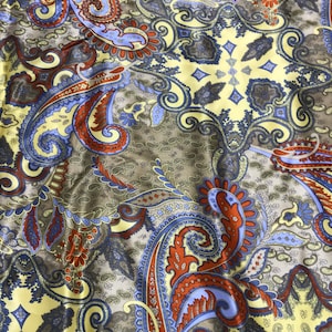 Yellow and Taupe Paisley - Silk Charmeuse