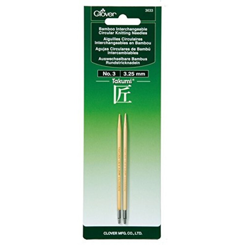 Clover Needlecraft Takumi Bamboo Interchangeable Circular Knitting Needles size 33.25mm