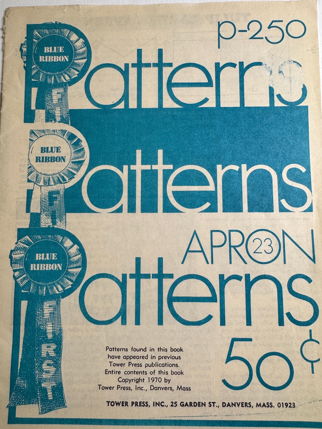 Blue Ribbon Apron Patterns Book Vintage P-250 23 Aprons Strawberry ...