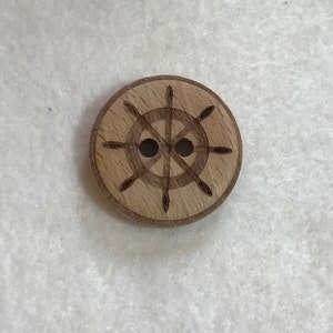 Nautical Ship Wheel Wood Button - Dill Buttons Brand (3 Sizes to Choose From)