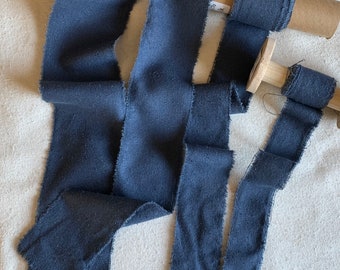 Steel Blue 100% Silk Noil Ribbon ( 4 Widths to choose from)