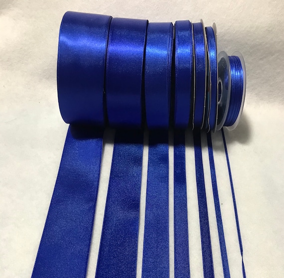 royal none - Royal Blue Double Sided Satin Ribbon - Made in France (7 Widths to choose from)