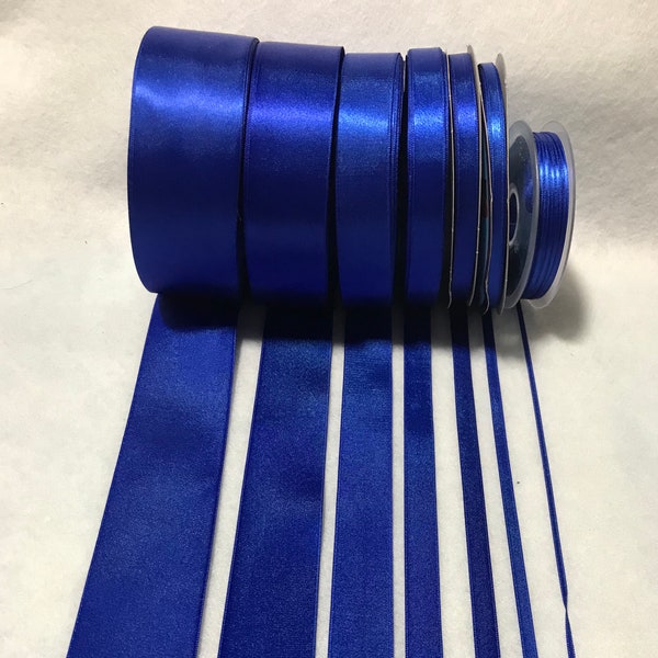 Royal Blue Double Sided Satin Ribbon - Made in France (7 Widths to choose from)