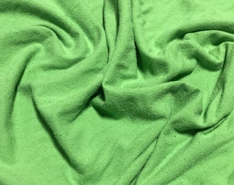 APPLE GREEN Hand Dyed Raw Silk NOIL Fabric