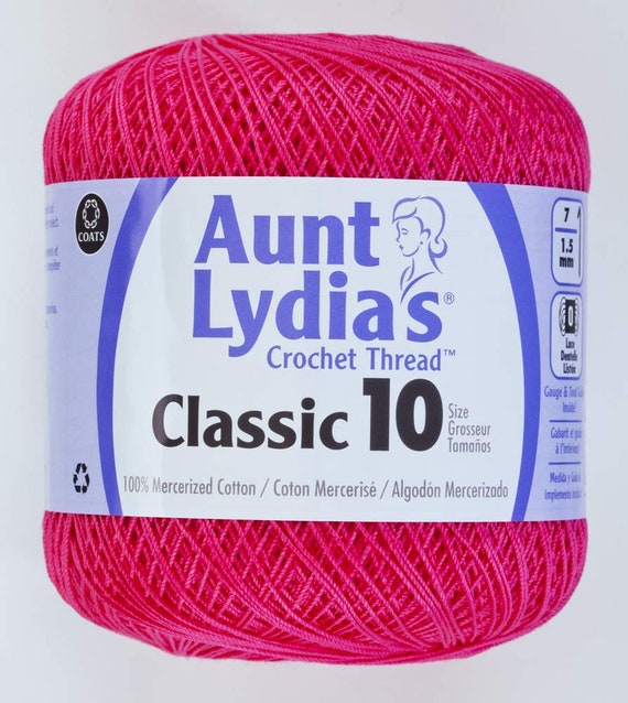 pink none - Coats Aunt Lydia's Crochet Cotton Thread Classic Size 10; Hot Pink (154-332) 350 Yards