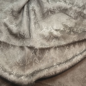 Hand Dyed Taupe Brown PAISLEY - Silk Jacquard Fabric