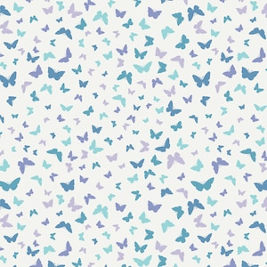 Sew Mindful Butterflies Blissful Blue on White - Lewis & Irene Cotton Fabric