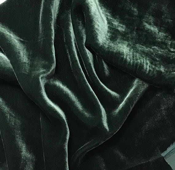 Buy MALLARD GREEN Silk Velvet Fabric Online in India 